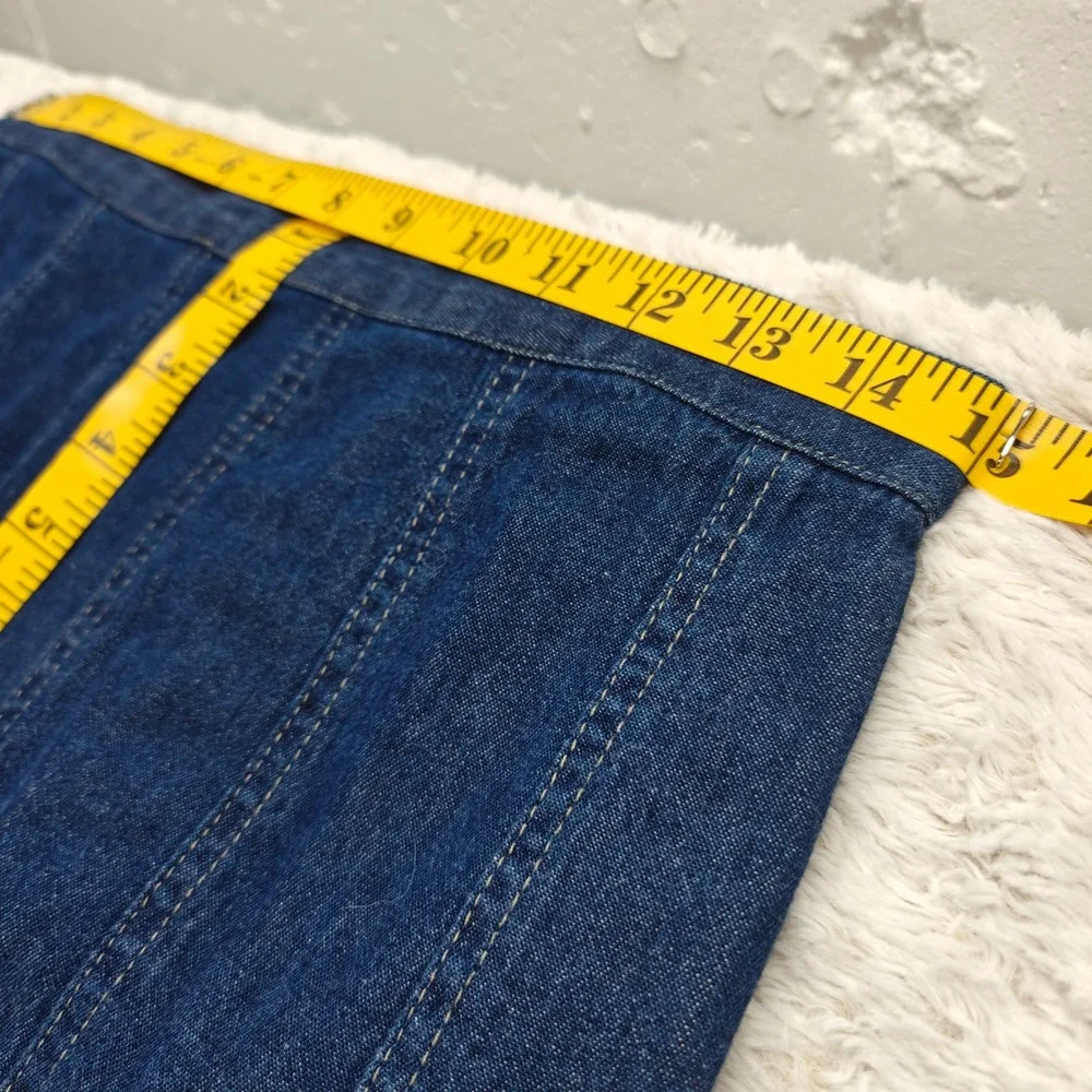 VTG Denim Mermaid Midi Skirt Womens M Studio West Cottagecore Praire Cowgirl - Picture 7 of 11